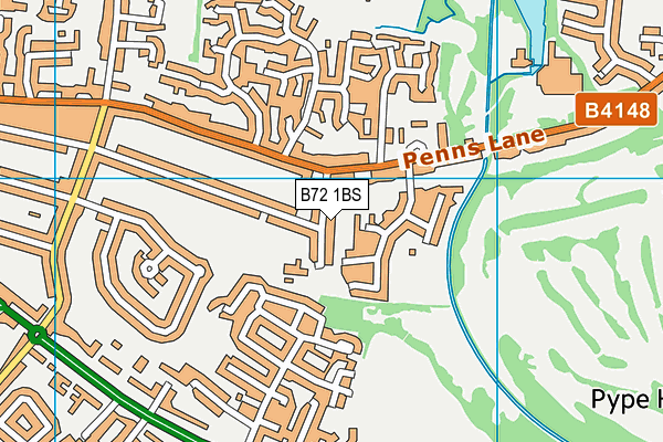 Penns Primary School map (B72 1BS) - OS VectorMap District (Ordnance Survey)