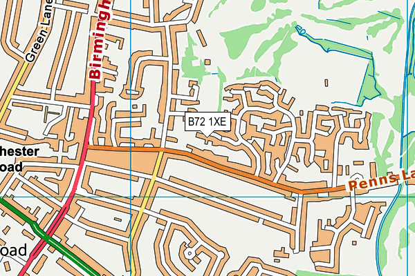 B72 1XE map - OS VectorMap District (Ordnance Survey)