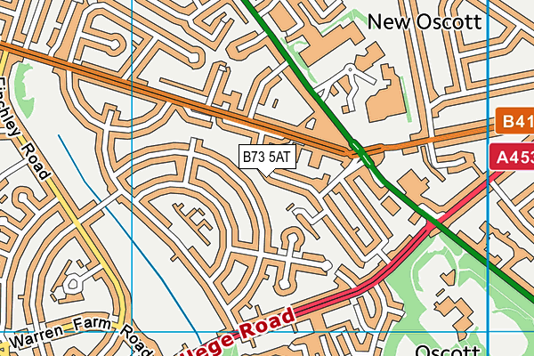 B73 5AT map - OS VectorMap District (Ordnance Survey)