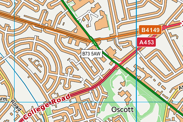 B73 5AW map - OS VectorMap District (Ordnance Survey)