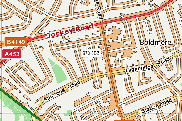 B73 5DZ map - OS VectorMap District (Ordnance Survey)