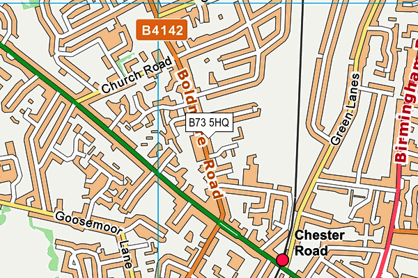Boldmere Sports And Social Club map (B73 5HQ) - OS VectorMap District (Ordnance Survey)