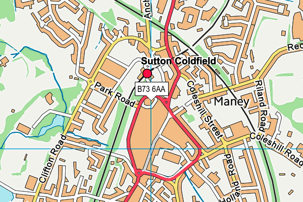 B73 6AA map - OS VectorMap District (Ordnance Survey)