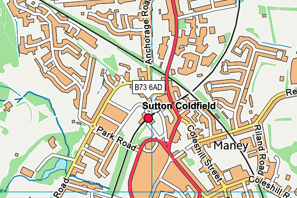 B73 6AD map - OS VectorMap District (Ordnance Survey)