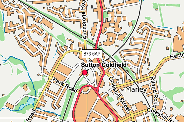 B73 6AP map - OS VectorMap District (Ordnance Survey)