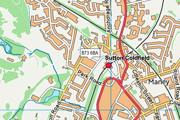 B73 6BA map - OS VectorMap District (Ordnance Survey)