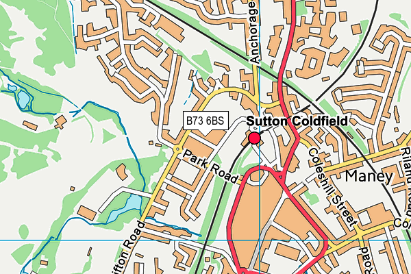 B73 6BS map - OS VectorMap District (Ordnance Survey)