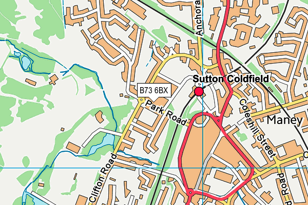 B73 6BX map - OS VectorMap District (Ordnance Survey)