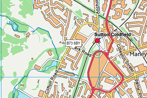 B73 6BY map - OS VectorMap District (Ordnance Survey)