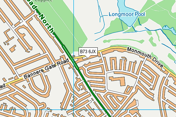 B73 6JX map - OS VectorMap District (Ordnance Survey)