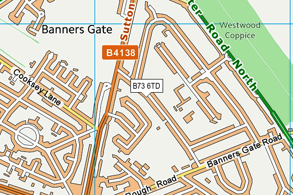 B73 6TD map - OS VectorMap District (Ordnance Survey)