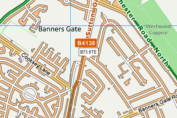 B73 6TE map - OS VectorMap District (Ordnance Survey)