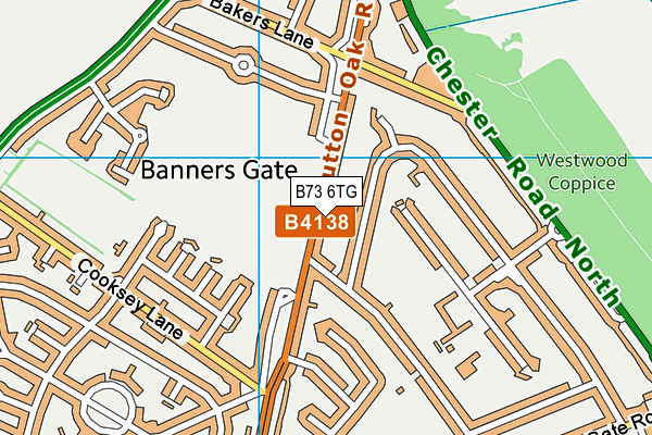 B73 6TG map - OS VectorMap District (Ordnance Survey)