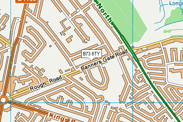B73 6TY map - OS VectorMap District (Ordnance Survey)