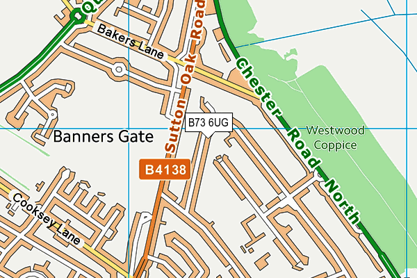 B73 6UG map - OS VectorMap District (Ordnance Survey)