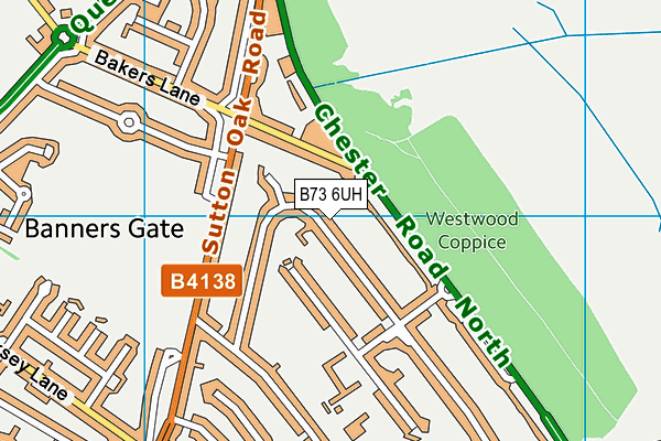 B73 6UH map - OS VectorMap District (Ordnance Survey)