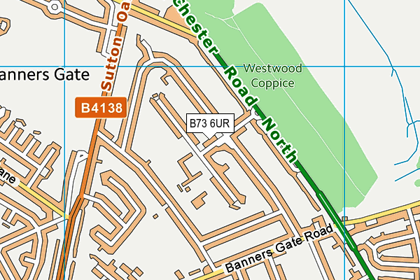 B73 6UR map - OS VectorMap District (Ordnance Survey)