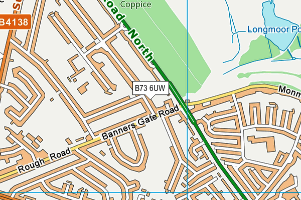 B73 6UW map - OS VectorMap District (Ordnance Survey)