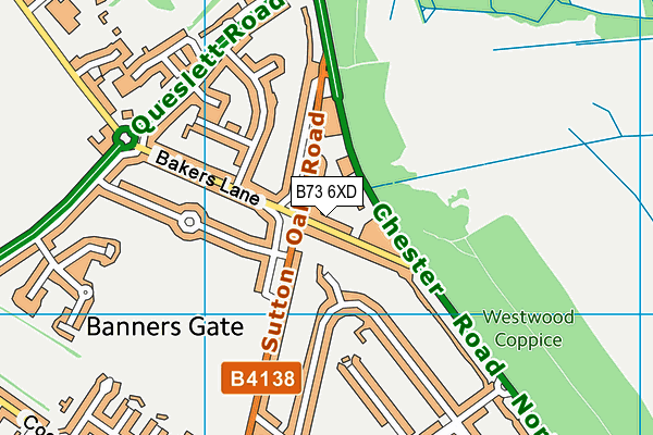 B73 6XD map - OS VectorMap District (Ordnance Survey)