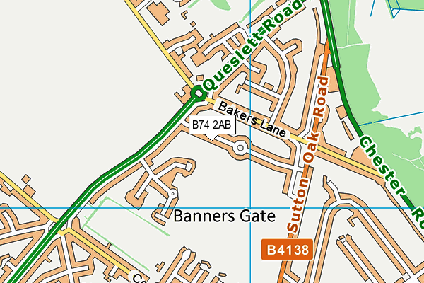 B74 2AB map - OS VectorMap District (Ordnance Survey)