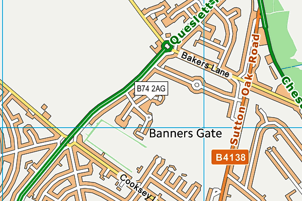 B74 2AG map - OS VectorMap District (Ordnance Survey)