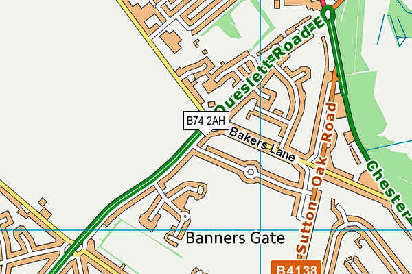 B74 2AH map - OS VectorMap District (Ordnance Survey)