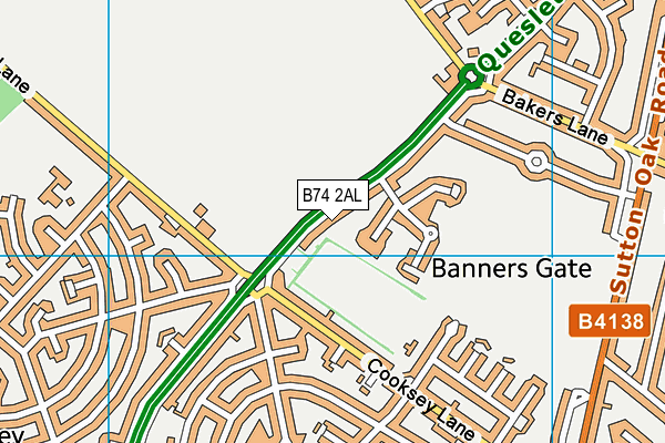 B74 2AL map - OS VectorMap District (Ordnance Survey)