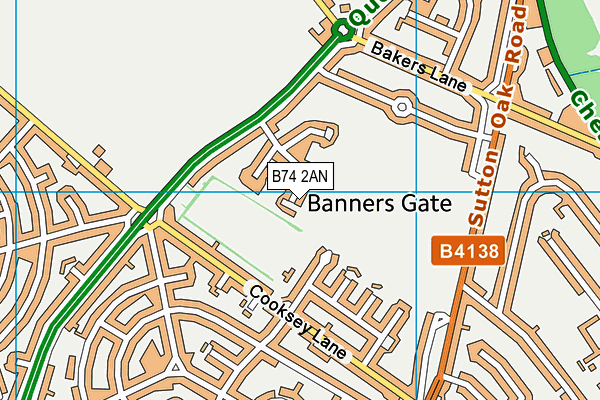 B74 2AN map - OS VectorMap District (Ordnance Survey)