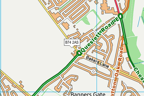 B74 2AS map - OS VectorMap District (Ordnance Survey)