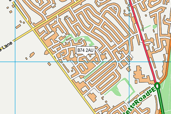 B74 2AU map - OS VectorMap District (Ordnance Survey)