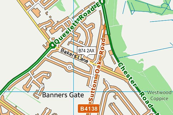 B74 2AX map - OS VectorMap District (Ordnance Survey)