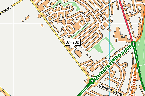 Lindens Primary School map (B74 2BB) - OS VectorMap District (Ordnance Survey)