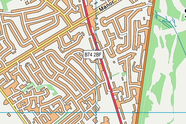 B74 2BF map - OS VectorMap District (Ordnance Survey)