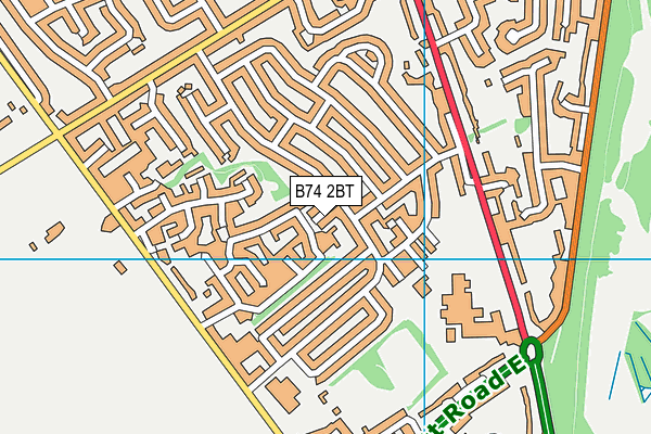 B74 2BT map - OS VectorMap District (Ordnance Survey)