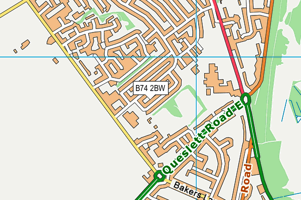 B74 2BW map - OS VectorMap District (Ordnance Survey)