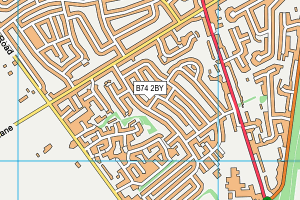 B74 2BY map - OS VectorMap District (Ordnance Survey)