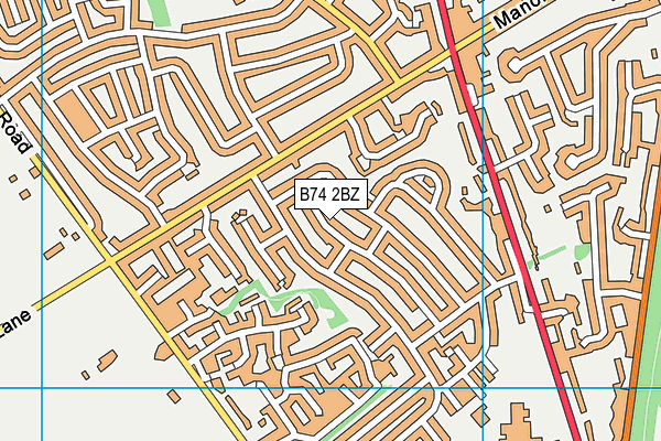 B74 2BZ map - OS VectorMap District (Ordnance Survey)