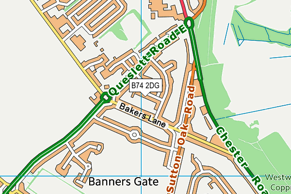 B74 2DG map - OS VectorMap District (Ordnance Survey)