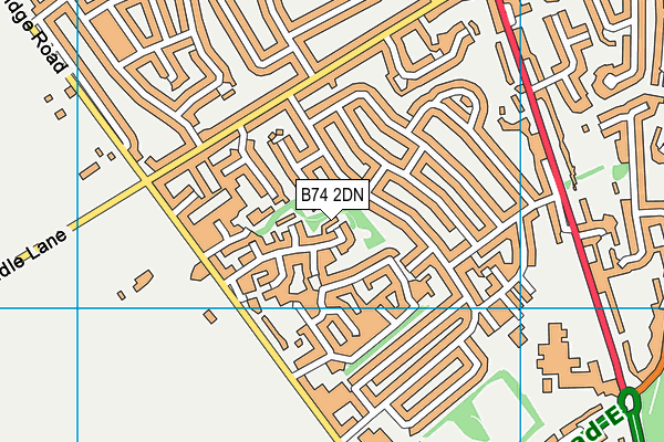 B74 2DN map - OS VectorMap District (Ordnance Survey)