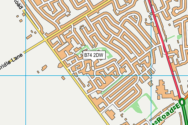 B74 2DW map - OS VectorMap District (Ordnance Survey)
