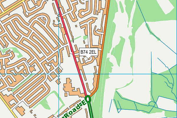 B74 2EL map - OS VectorMap District (Ordnance Survey)