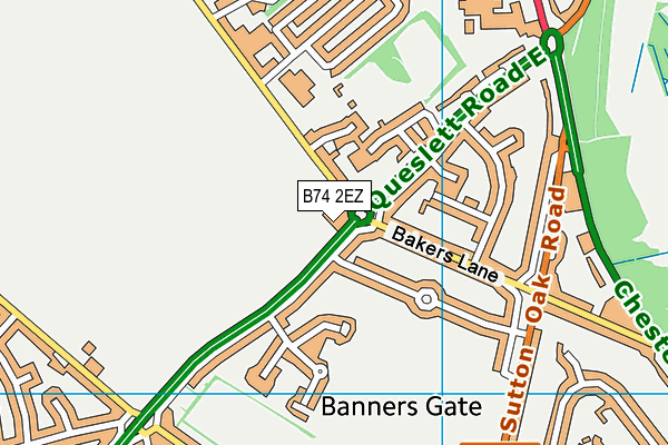 B74 2EZ map - OS VectorMap District (Ordnance Survey)