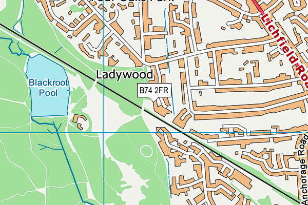 B74 2FR map - OS VectorMap District (Ordnance Survey)