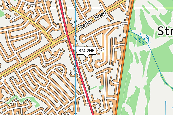 B74 2HF map - OS VectorMap District (Ordnance Survey)