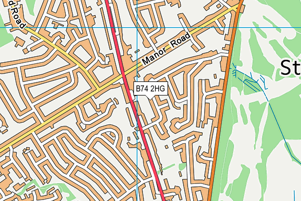 B74 2HG map - OS VectorMap District (Ordnance Survey)