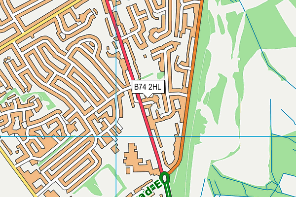 B74 2HL map - OS VectorMap District (Ordnance Survey)