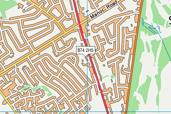 B74 2HS map - OS VectorMap District (Ordnance Survey)