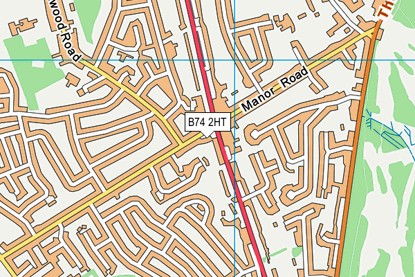 B74 2HT map - OS VectorMap District (Ordnance Survey)