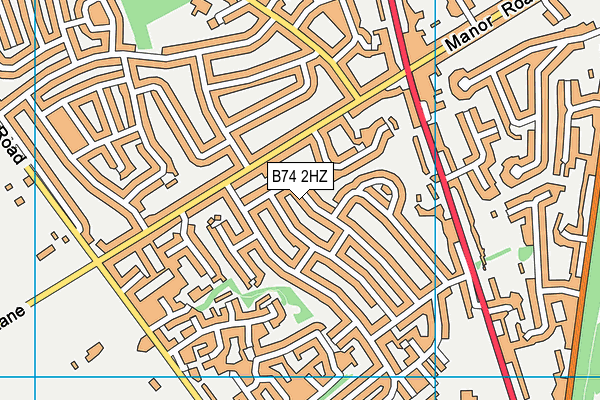 B74 2HZ map - OS VectorMap District (Ordnance Survey)