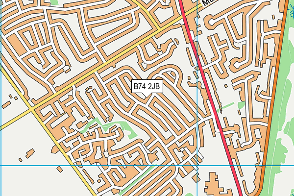 B74 2JB map - OS VectorMap District (Ordnance Survey)